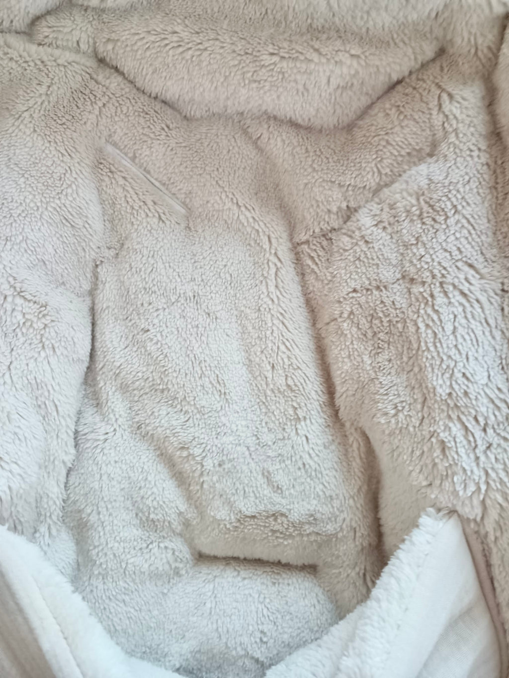 Combinaison/ Nid d’ange en gaze de coton beige et polaire beige 0/3 mois - personnalisable -