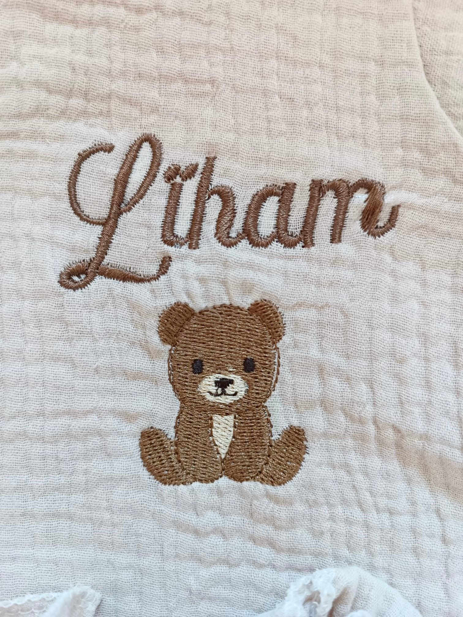 Pyjama naissance personnalisé en gaze de coton – ensemble 3 pièces