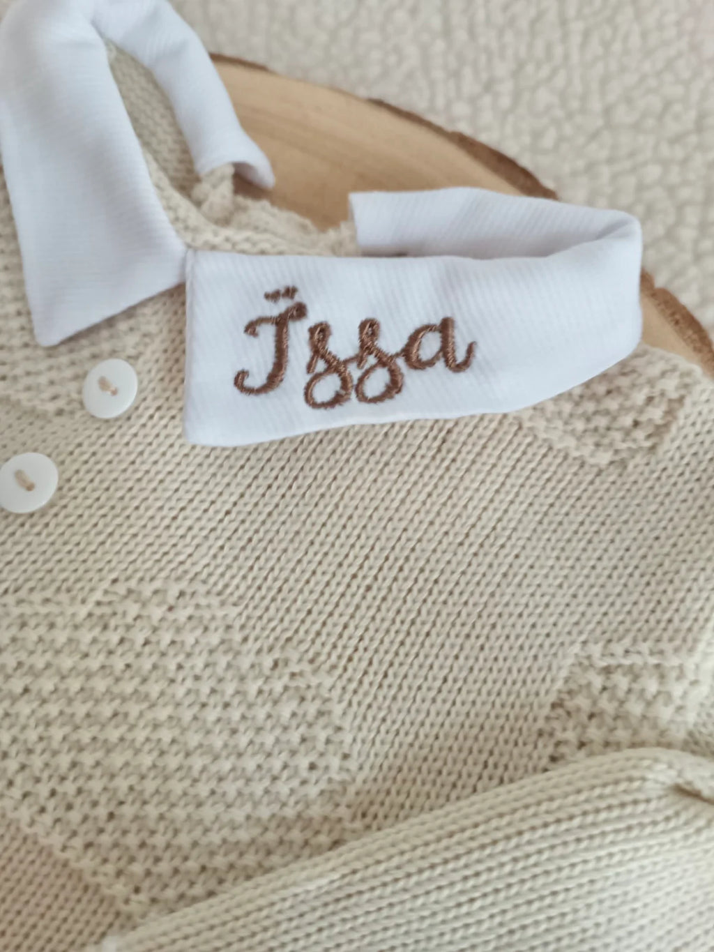 Ensemble complet naissance beige/blanc détails nuage 0/3 mois