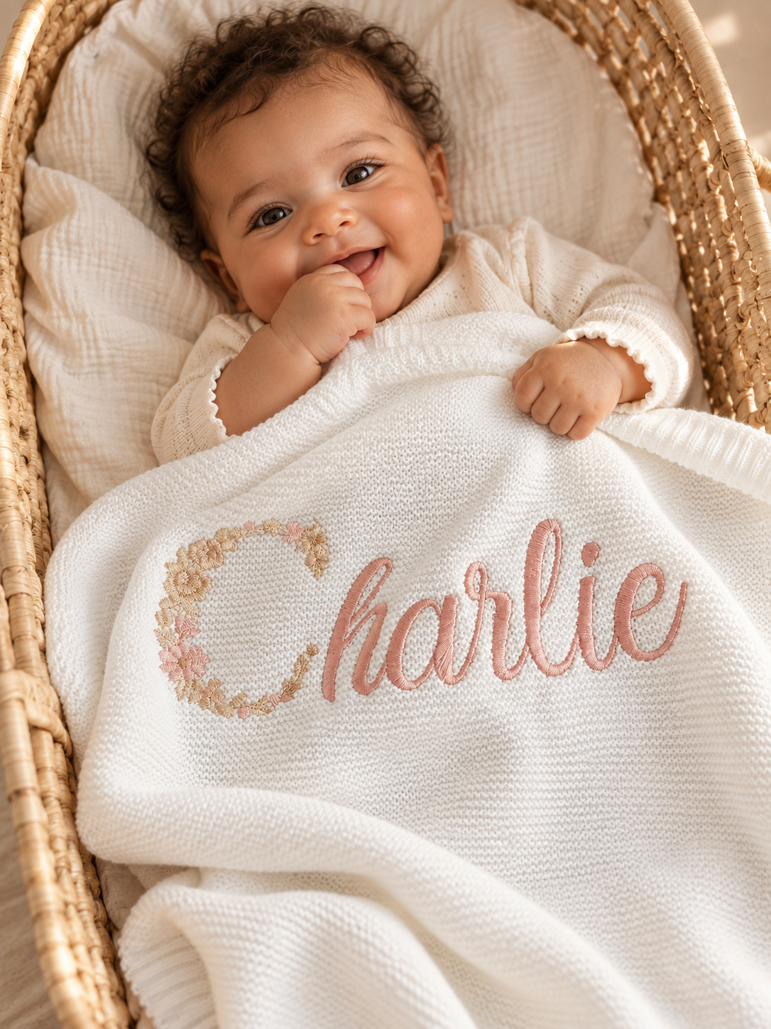 Couverture bébé personnalisée à volant en maille