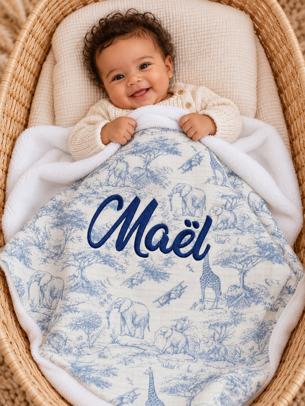 Couverture personnalisée bébé – Collection Safari