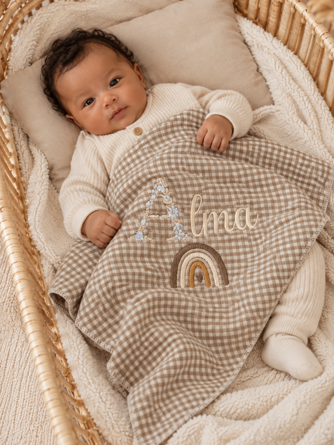 Lange personnalisé bébé – Collection Vichy