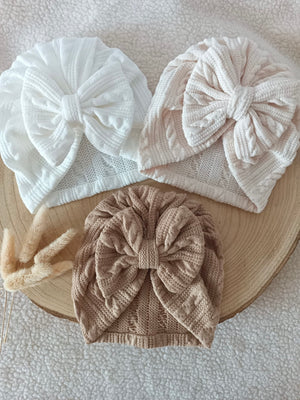 Lot turbans blanc/crème/marron 0/6 mois