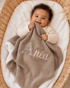 Couverture personnalisée bébé en gaze de coton