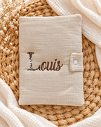 Protège carnet de santé personnalisé bébé en gaze de coton