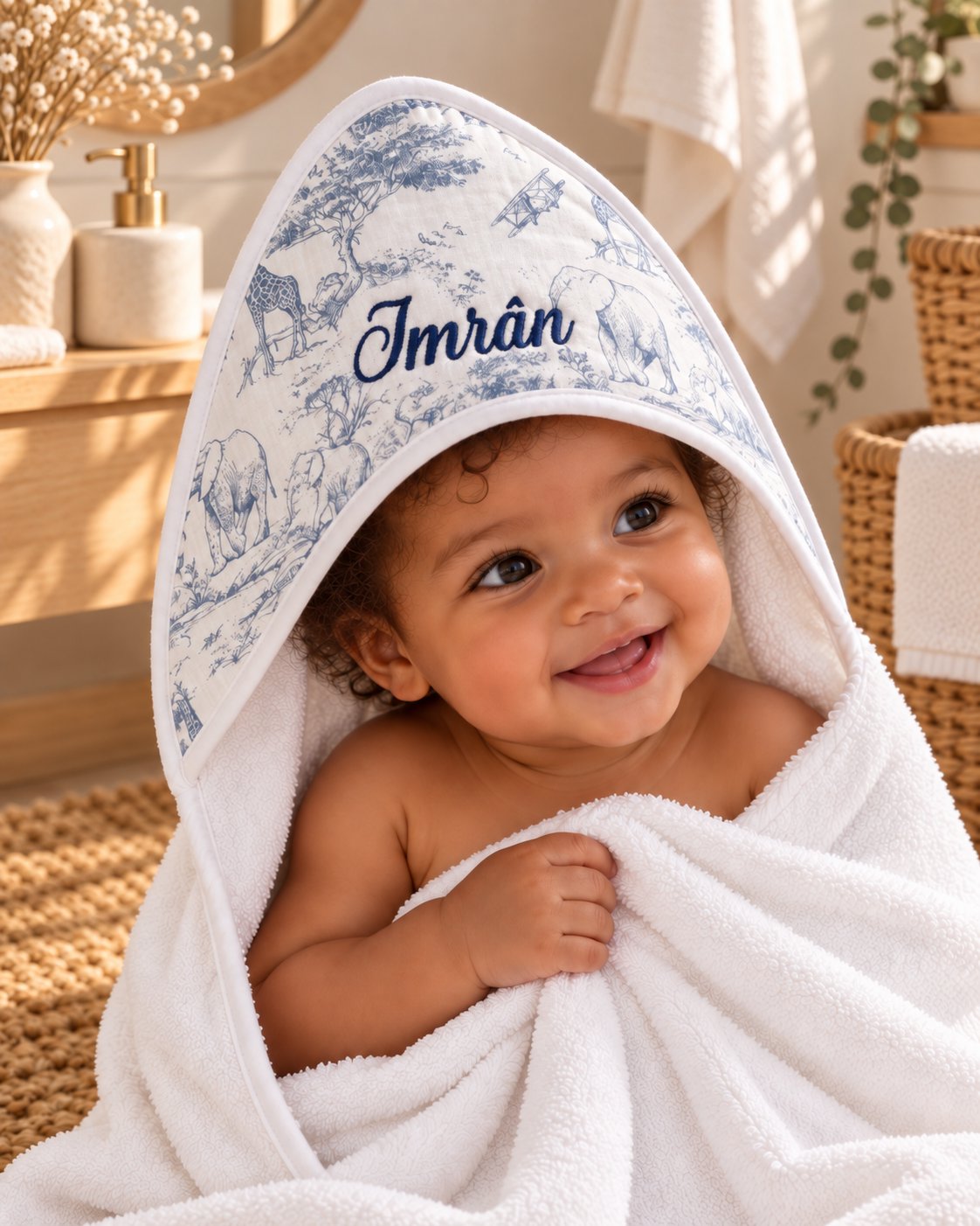 Cape de bain personnalisée bébé – Collection Safari
