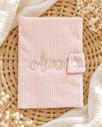 Beige velvet health record cover - customizable -