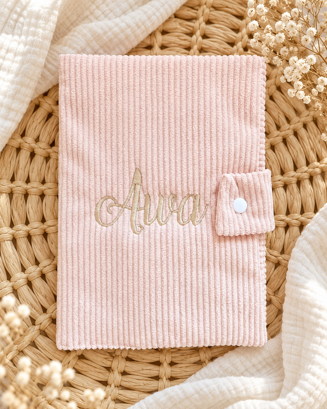 Protège carnet de santé personnalisé bébé - Collection Velours