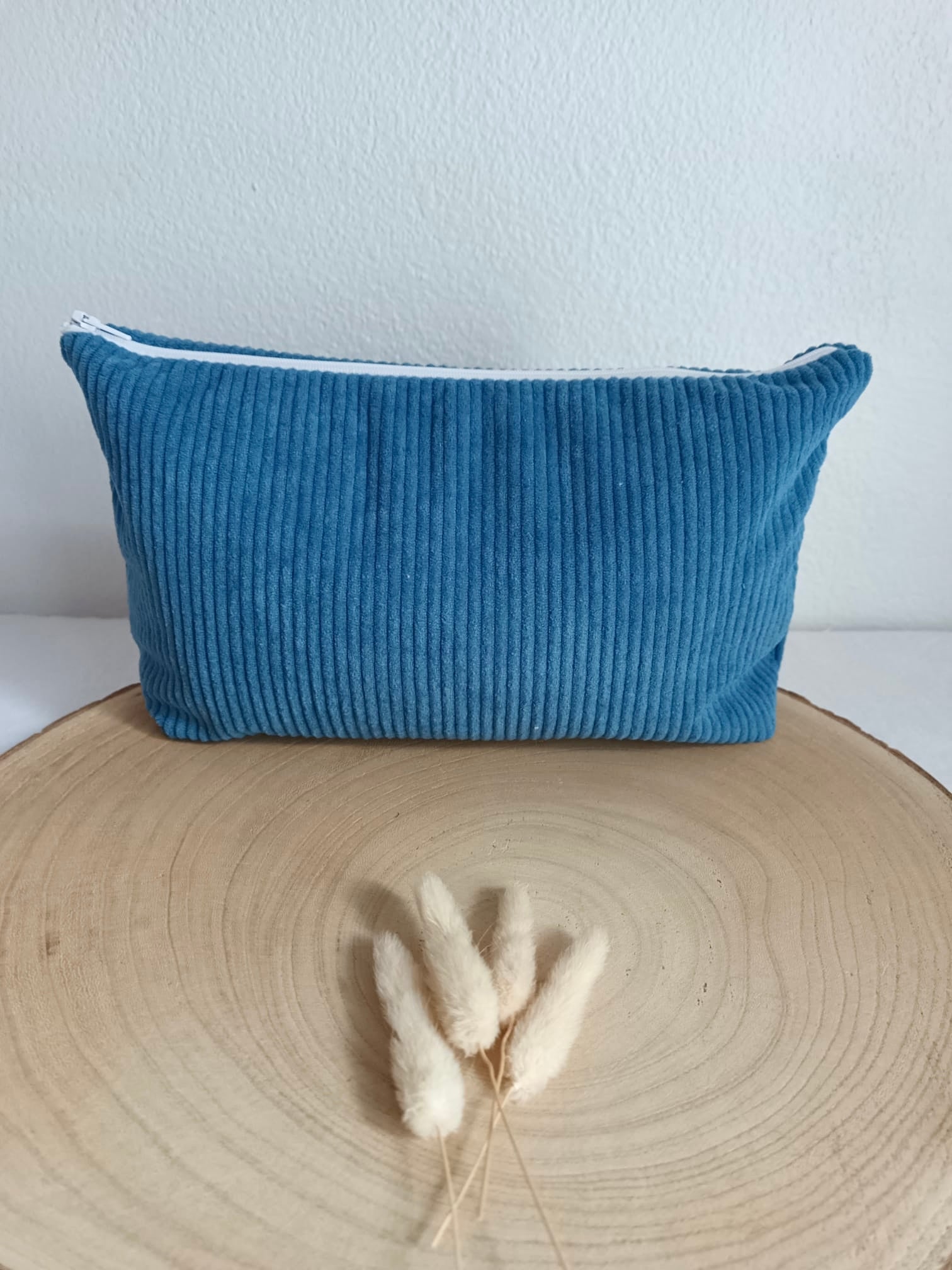 Trousse en velours bleu marine - personnalisable -