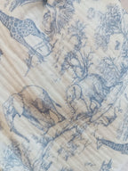 Doudou lapin en gaze de coton safari tons bleuté - personnalisable -