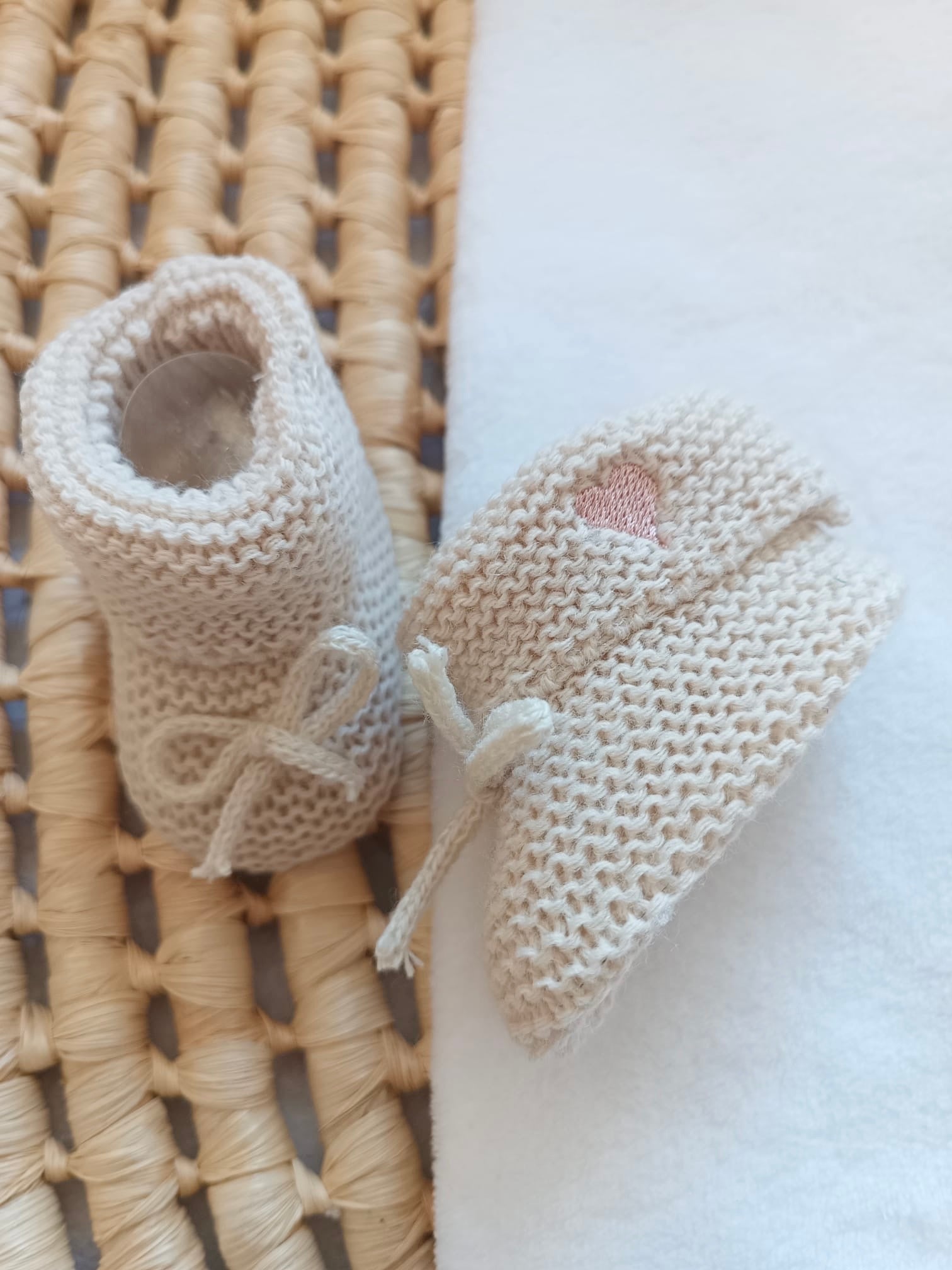 Chausson en maille beige