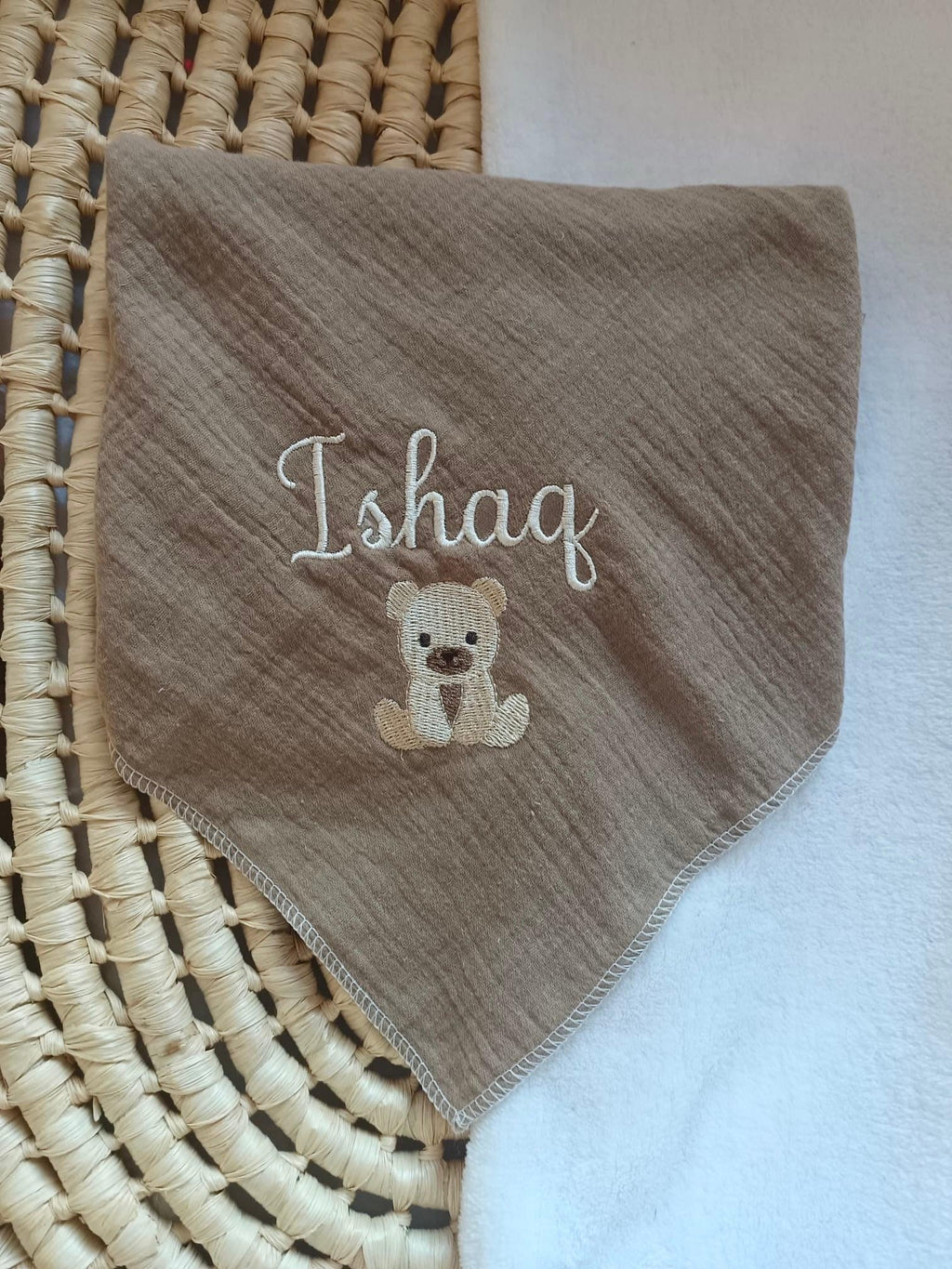 Lange personnalisé bébé en gaze de coton