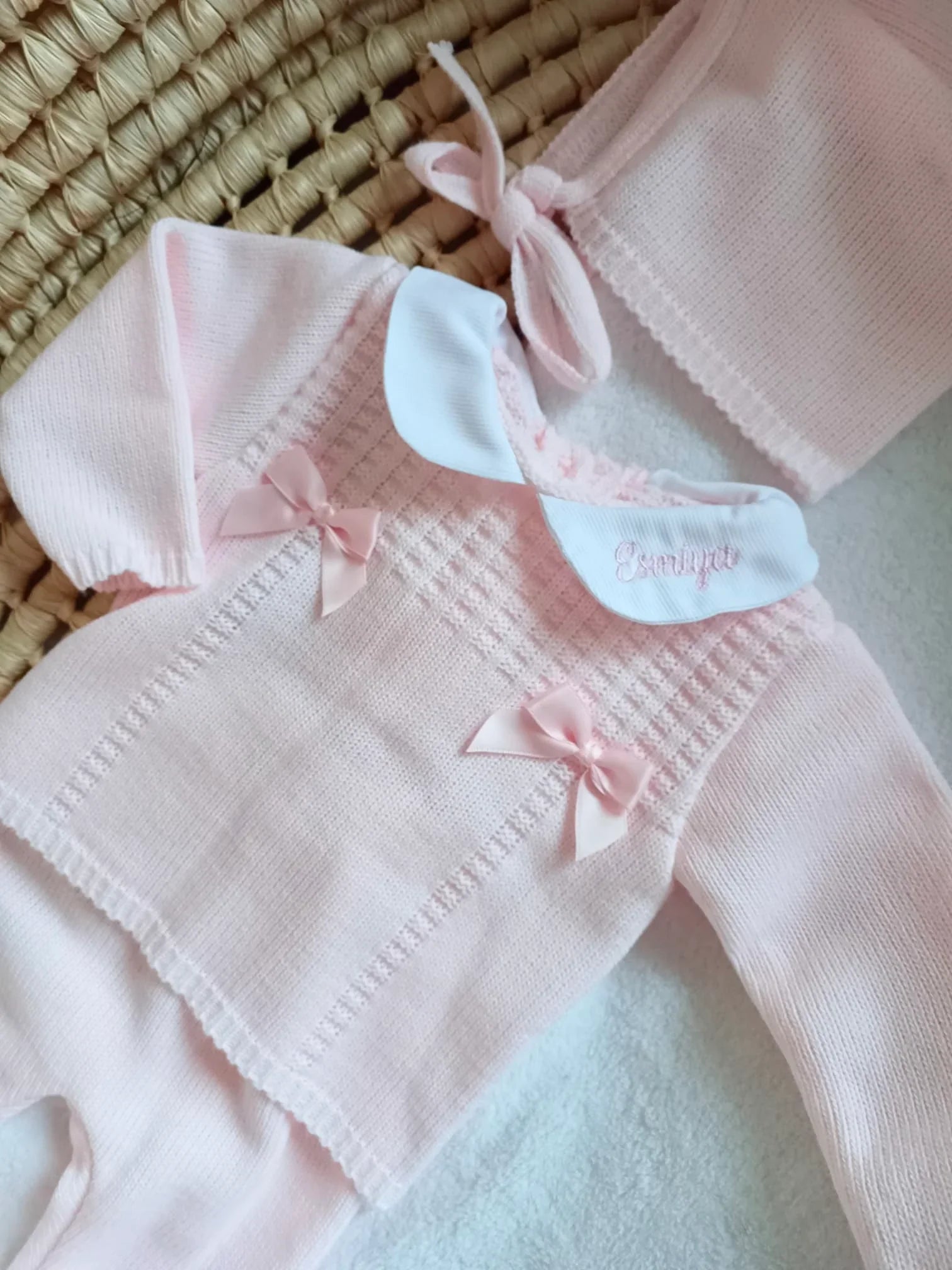 Ensemble naissance en maille personnalisé - Harmonie