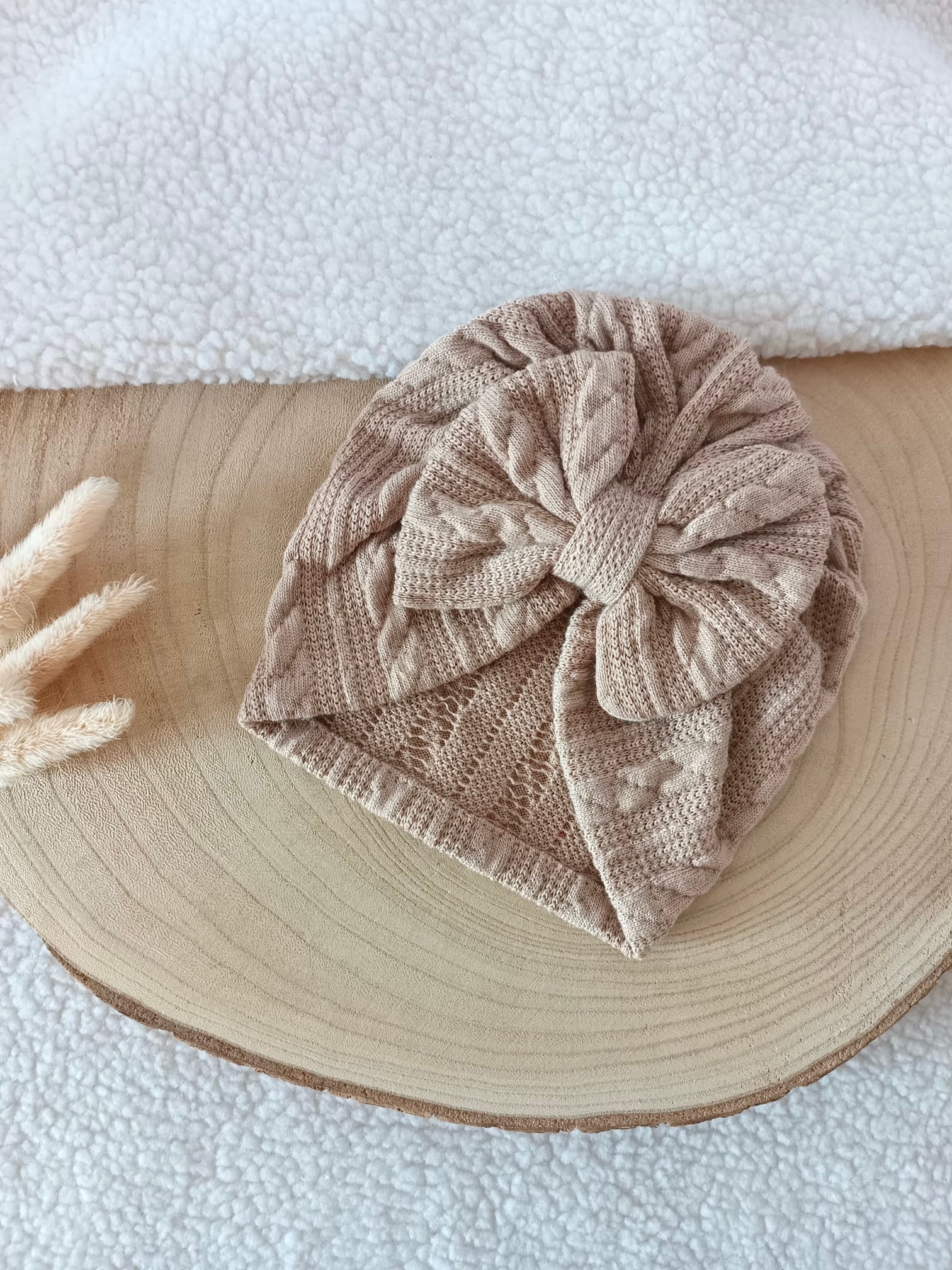 Lot turbans blanc/crème/marron 0/6 mois