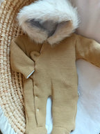 Combinaison pilote en maille camel fourrure - personnalisable - plusieurs tailles -