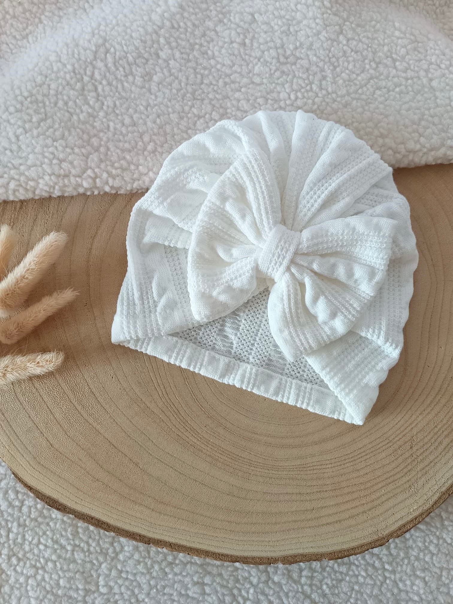 Lot turbans blanc/crème/marron 0/6 mois