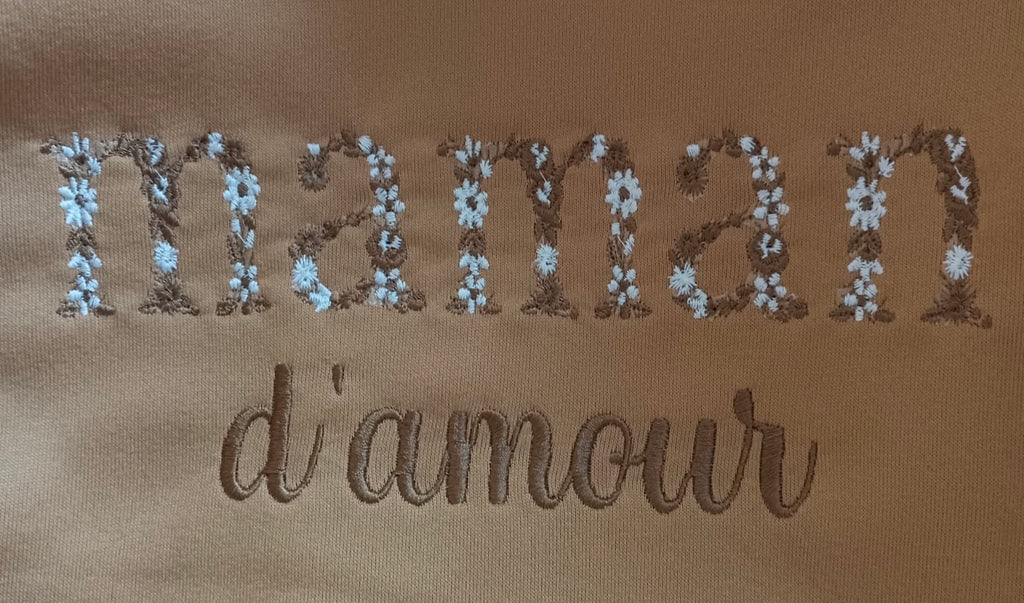 Pull Maman d'amour personnalisé - Broderie lettre fleuries