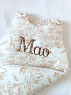 Gigoteuse molletonée en gaze de coton safari tons beige - personnalisable -