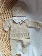 Ensemble naissance en maille personnalisé - Petit Trésor