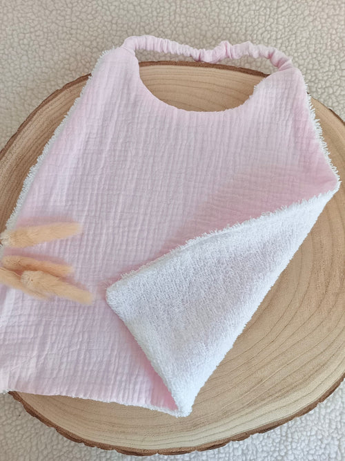 Bavoir en gaze de coton rose