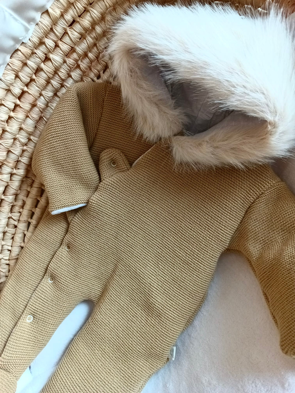 Combinaison pilote en maille camel fourrure - personnalisable - plusieurs tailles -