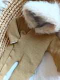 Combinaison pilote en maille camel fourrure - personnalisable - plusieurs tailles -