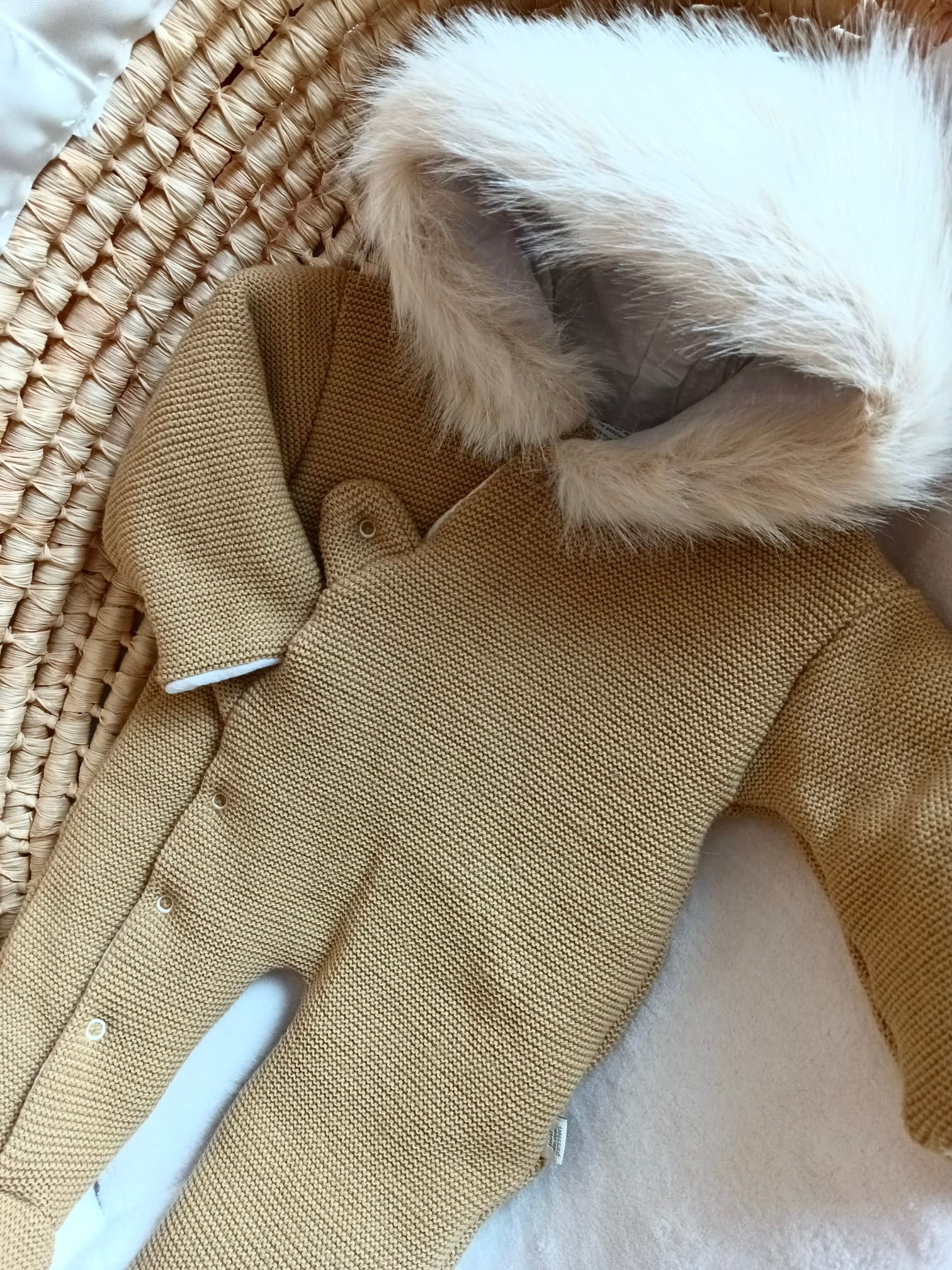 Combinaison pilote en maille camel fourrure - personnalisable - plusieurs tailles -