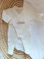 Pyjama cache cœur blanc 100% coton