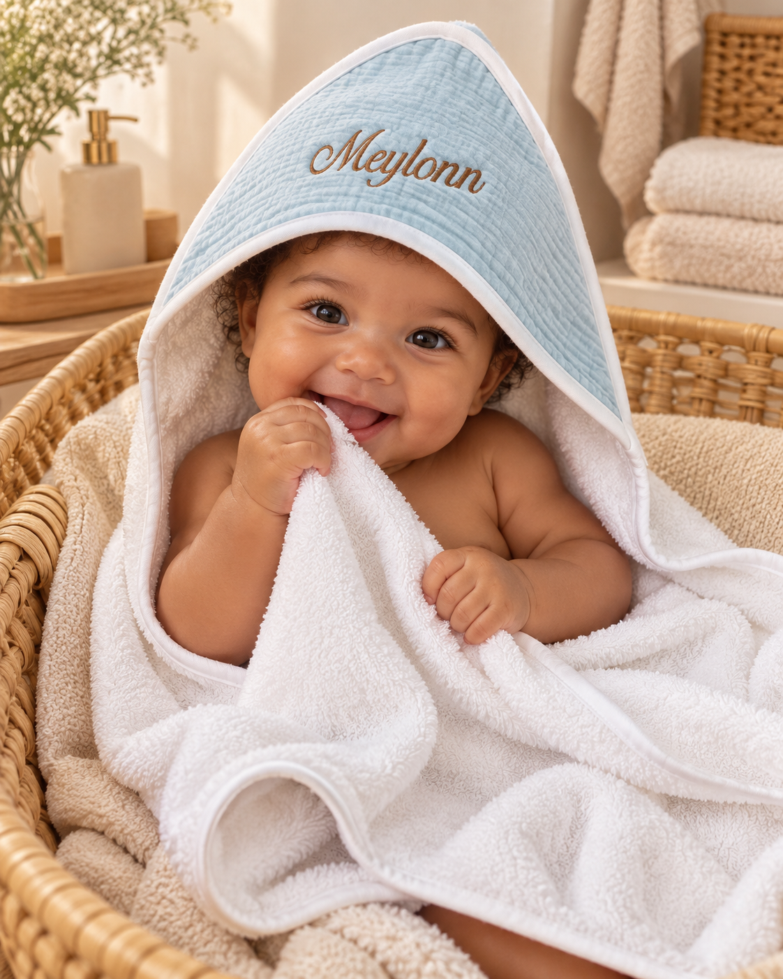 Cape de bain personnalisée bébé en gaze de coton