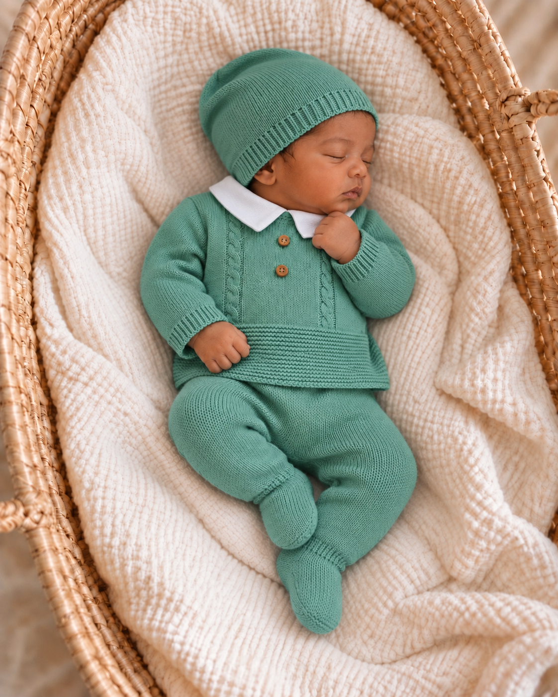 Ensemble naissance en maille personnalisé - Charme