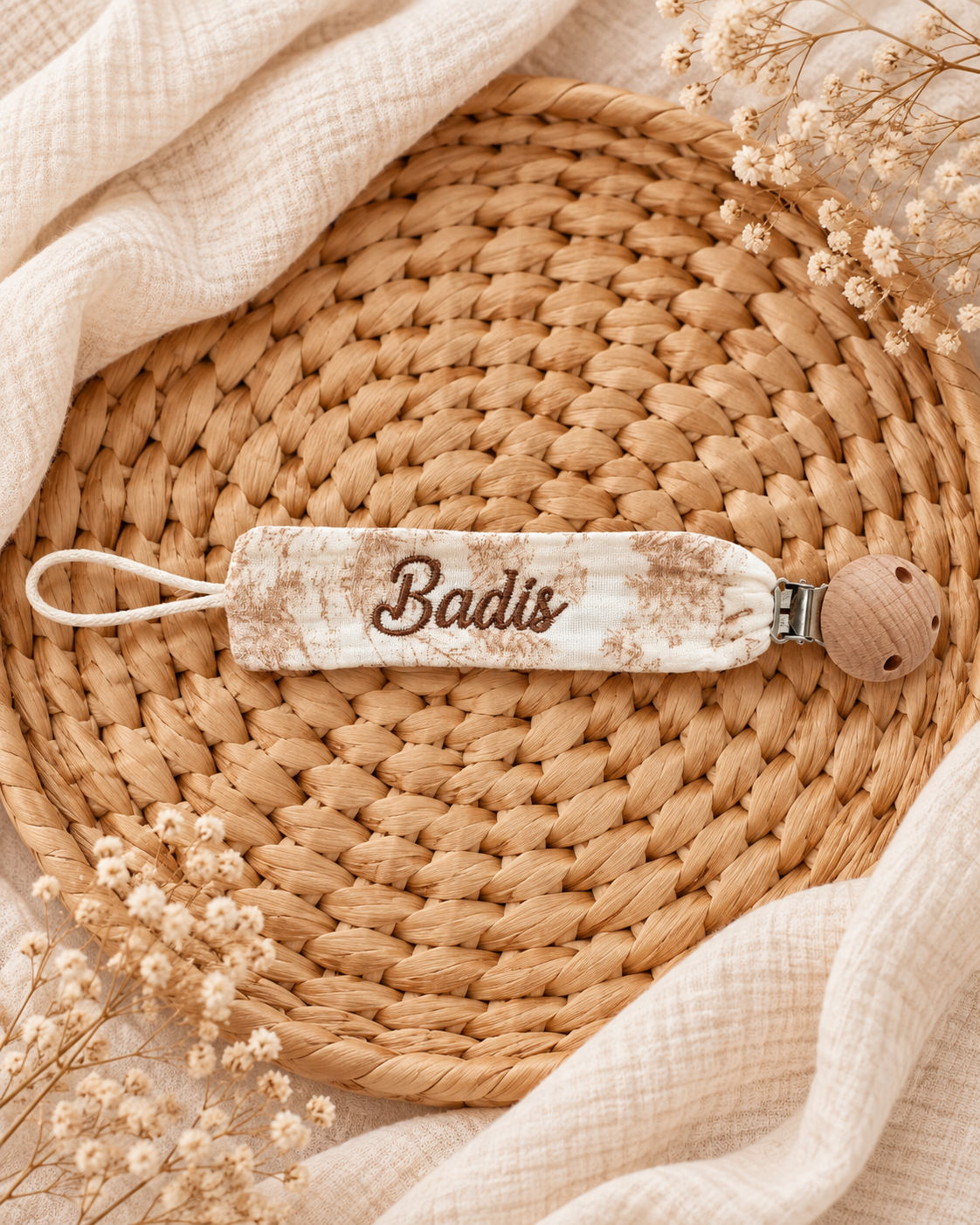 Attache-tétine personnalisée bébé – Collection Safari