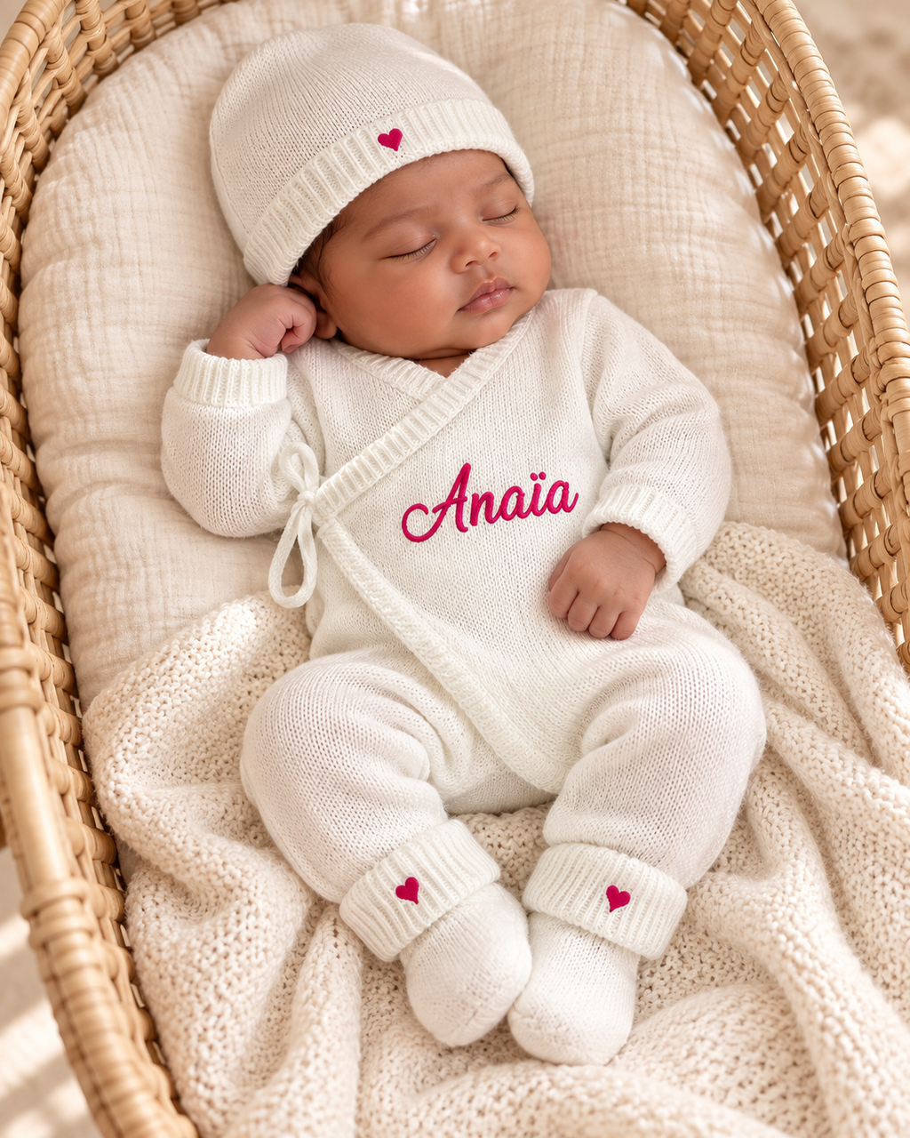 Combinaison naissance personnalisée 100% coton – ensemble 3 pièces