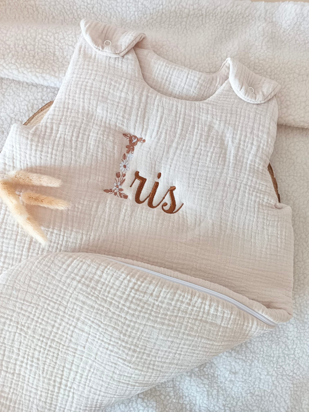 Gigoteuse molletonnée en gaze de coton beige 0/6mois ou 6/24 mois