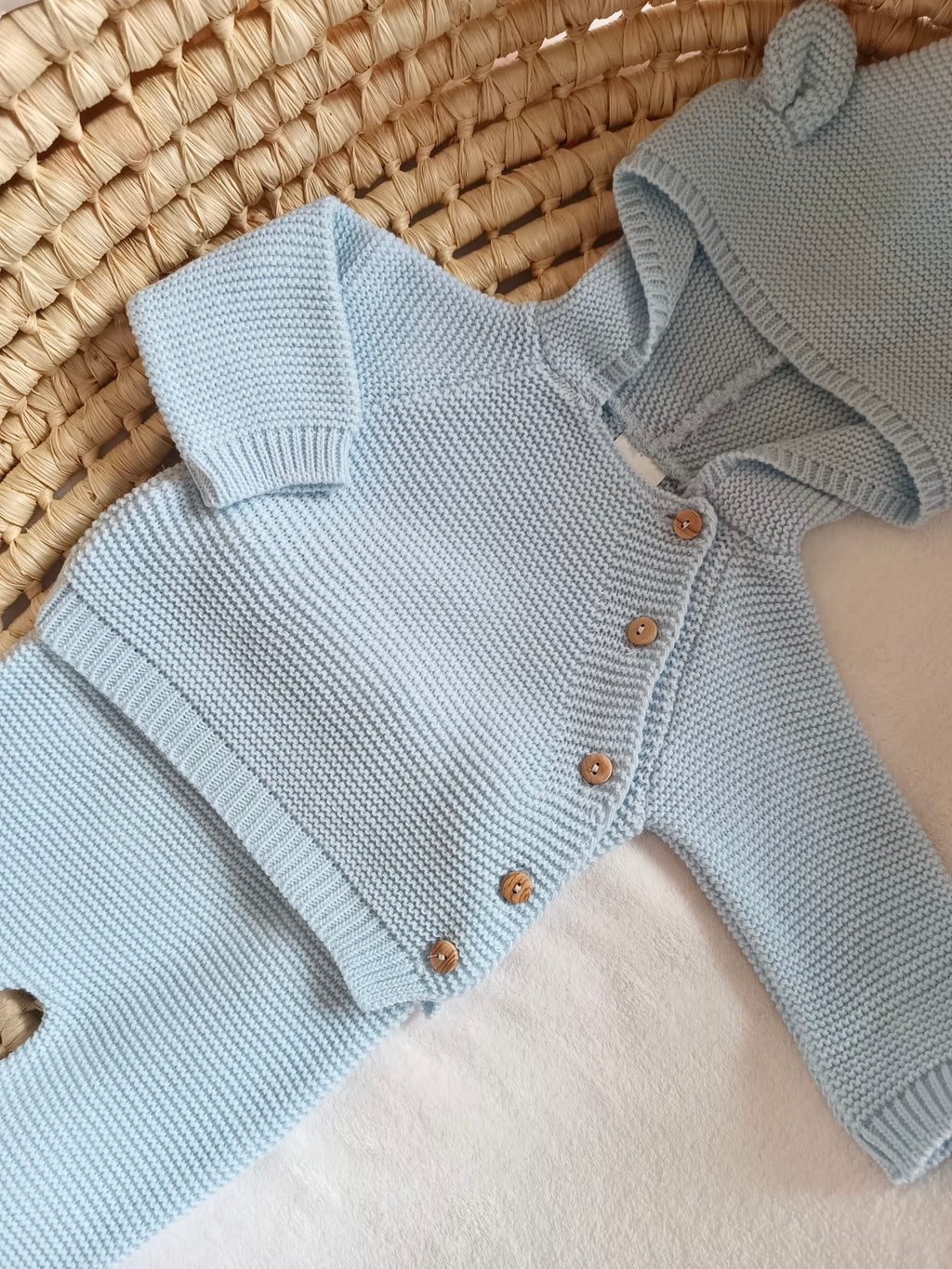 Tenue naissance bleu ciel 0/3 mois -  oreilles ours - personnalisable -