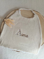 Bavoir en gaze de coton beige