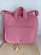 Sac à langer en gaze de coton framboise - personnalisable -
