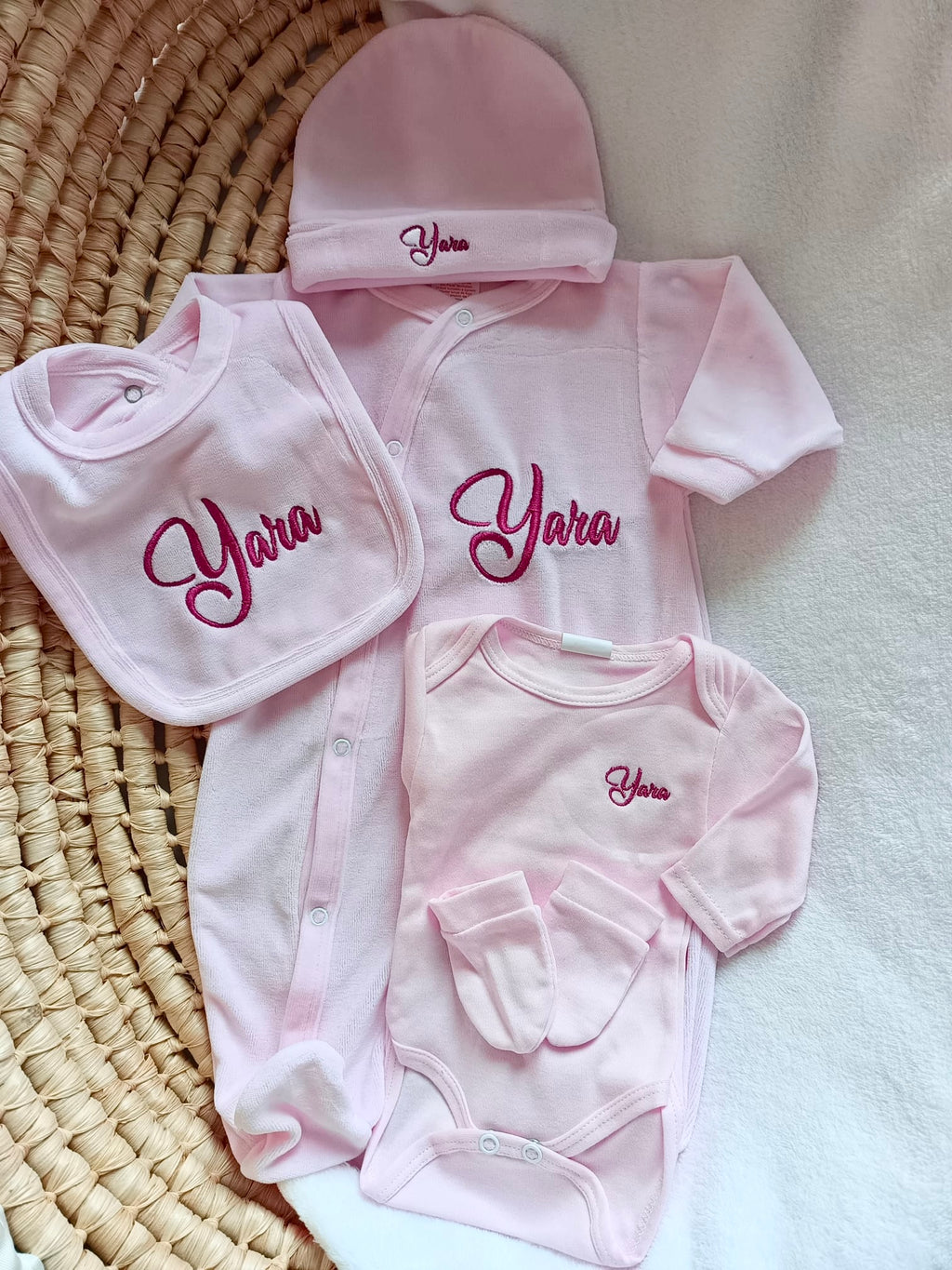 Dors bien velours rose, 5 pièces - plusieurs tailles -