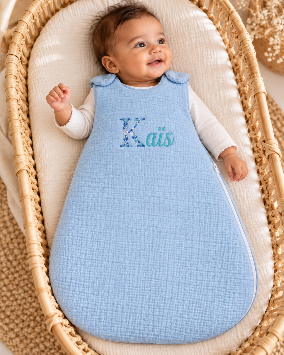 Gigoteuse personnalisée bébé en gaze de coton