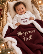 Couverture bébé brodée “Mon premier Noël” – couverture de Noël douce et personnalisée