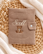 Protège carnet de santé personnalisé bébé en gaze de coton