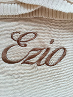 Couverture en maille beige - personnalisable -