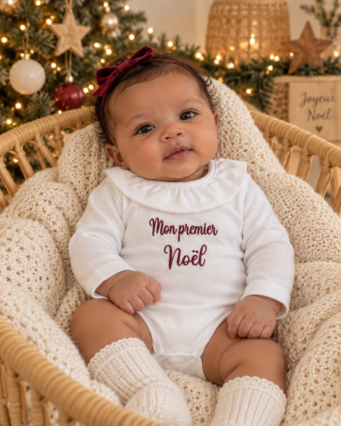 Body bébé brodé « Mon premier Noël » – 0/3 mois