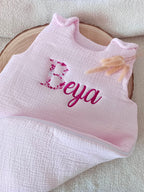 Gigoteuse molletonnée en gaze de coton rose