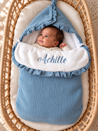 Nid d’ange personnalisé bébé en gaze de coton