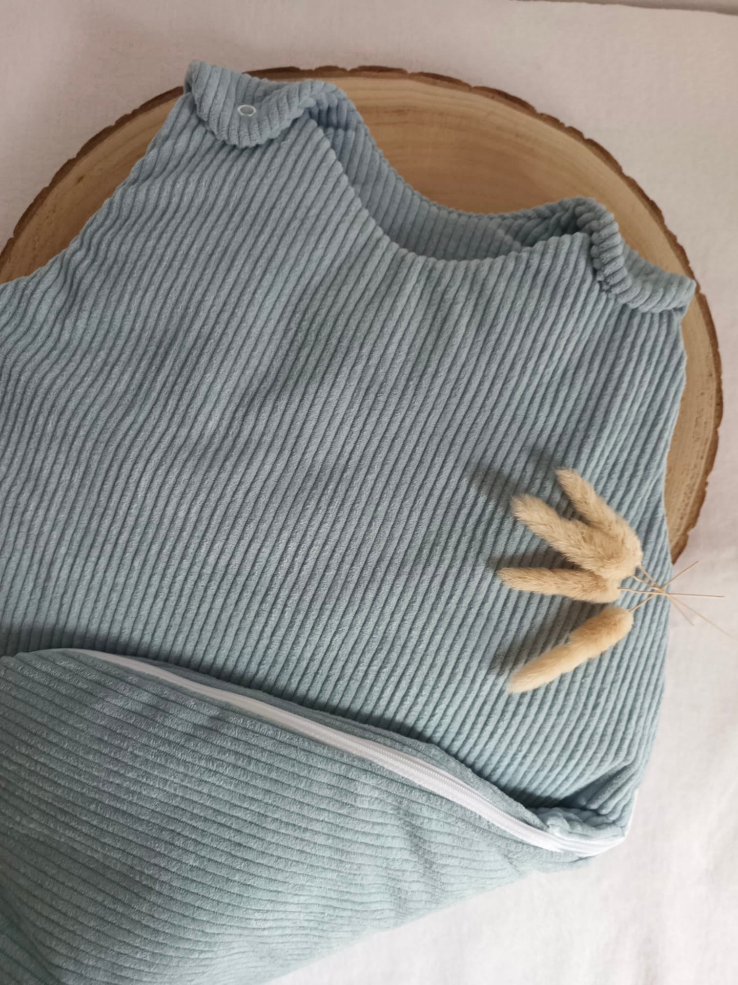 Gigoteuse molletonnée en velours bleu gris