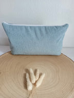 Trousse en velours bleu gris - personnalisable -