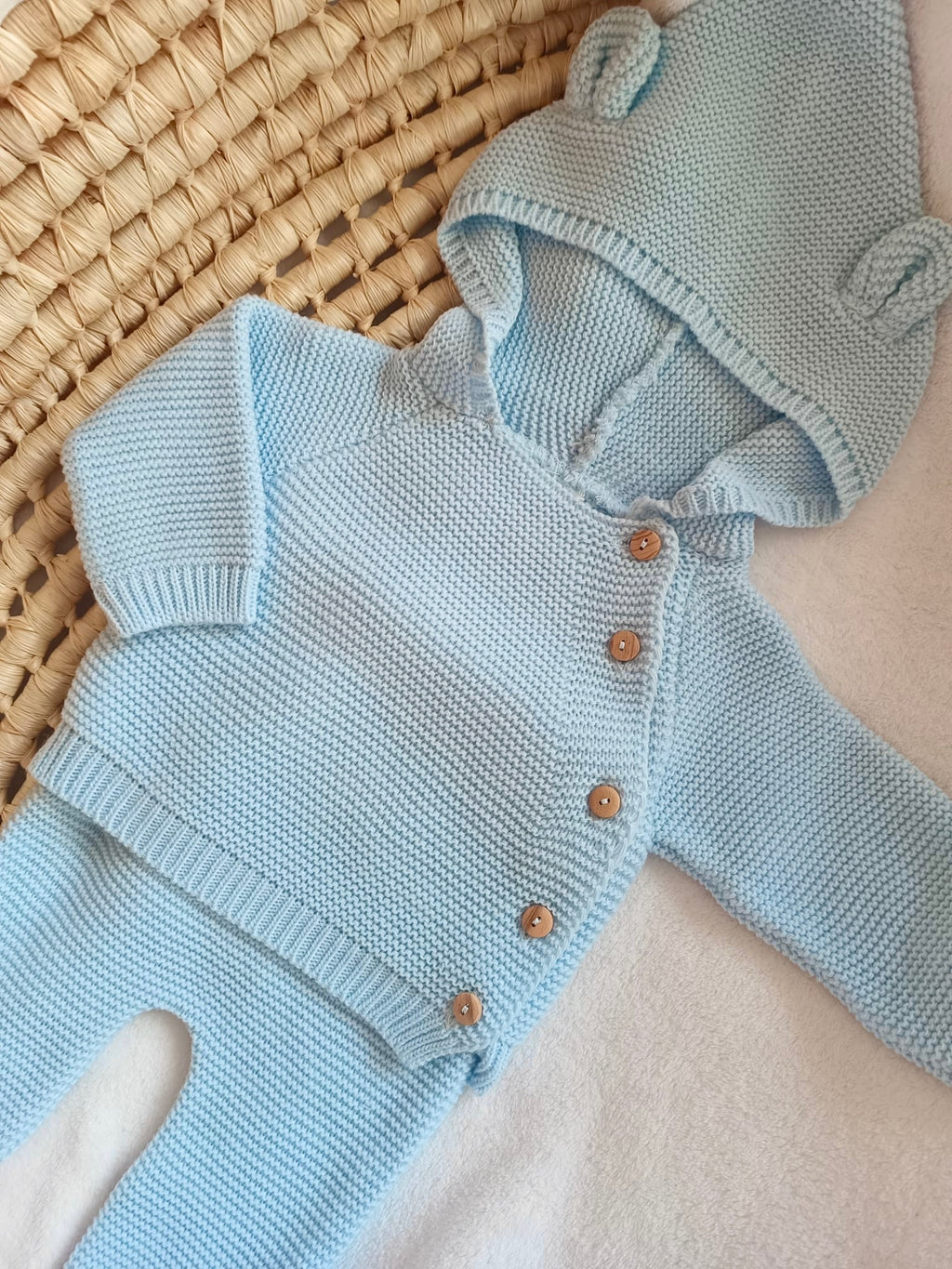 Tenue de naissance personnalisée oreilles ours – 2 pièces avec legging pieds 0-3 mois