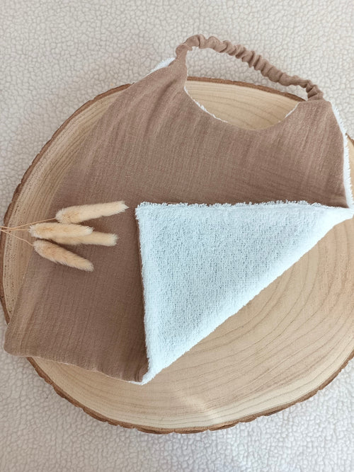 Bavoir en gaze de coton marron