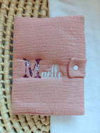 Protège carnet de santé en gaze de coton terracotta - personnalisable -