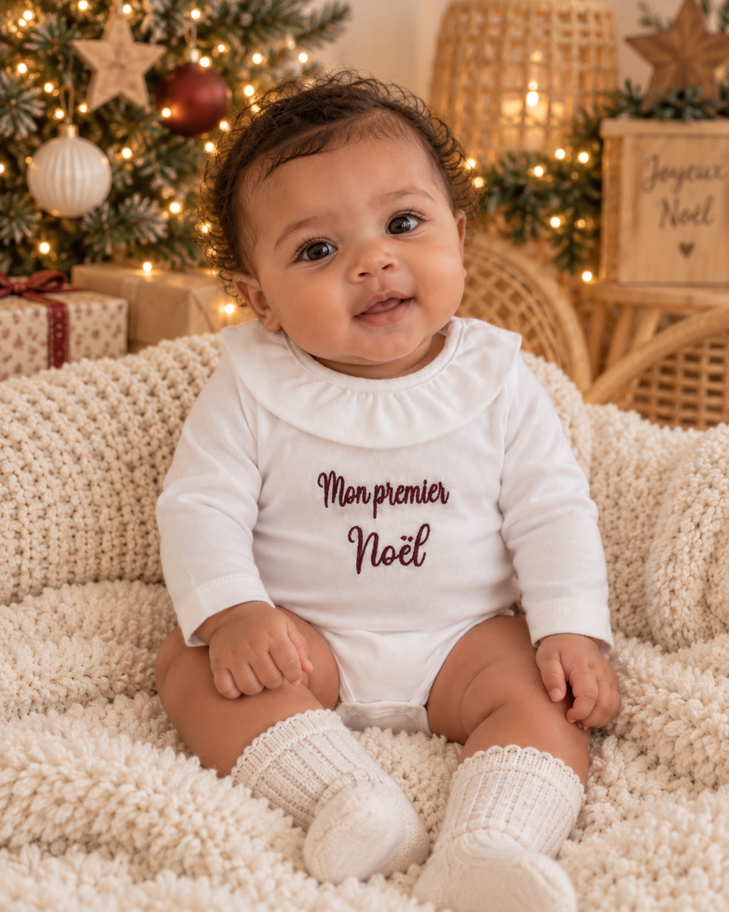Body bébé brodé « Mon premier Noël » – 0/3 mois